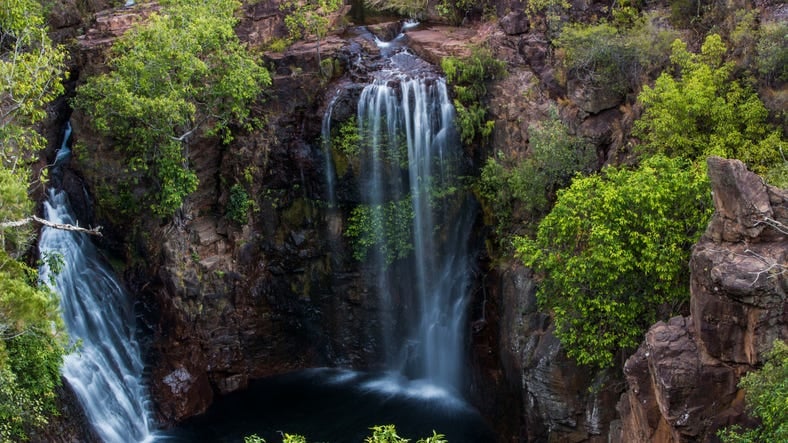 aerial photograph of florence falls, waterfall